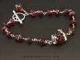 Garnet, Sterling and Fine Silver Bracelet